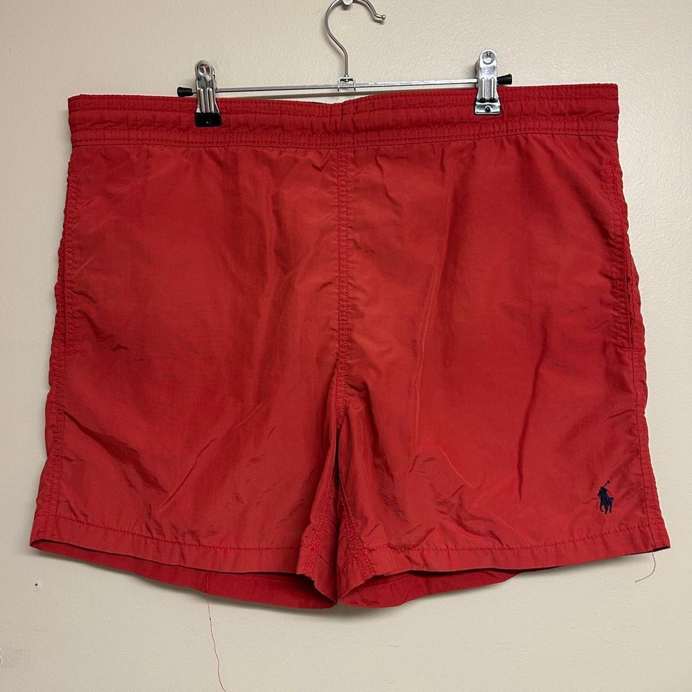 Vintage 90s Polo Ralph Lauren Red Baggy Athletic Nylon Shorts Mens L